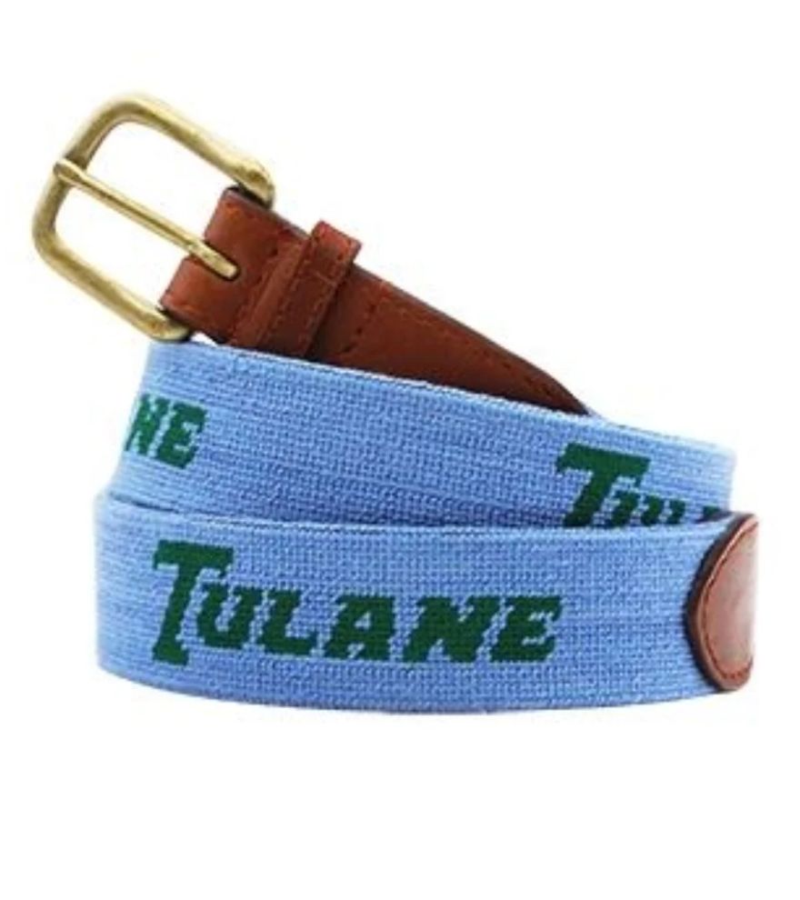 Tulane Text Needlepoint Belt by Smathers & Branson