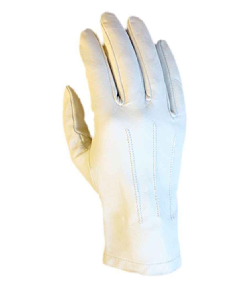 White Leather Wrist Length Formal Gloves